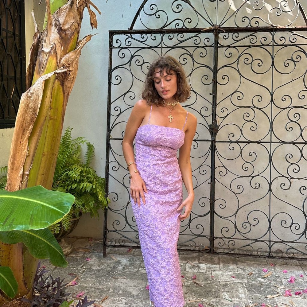 12th Tribe Ingrid Purple Floral Maxi Dress Size S